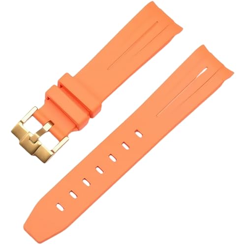 ROUREOX 20mm Gummi Uhrband Ersatzarmband Accessoire für Herren für Rolex Oyster Perpetual GMT-Master-Orange + Gold Schnalle von ROUREOX