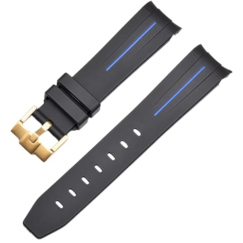 ROUREOX 20mm Gummi Uhrband Ersatzarmband Accessoire für Herren für Rolex Yacht-Master-Schwarz + Blaue Linie + Goldschnalle ROUREOX 20mm Gummi Uhrband Ersatzarmband Accessoire für Herren für Rolex Yacht-Master-Schwarz + Blaue Linie + Goldschnalle von ROUREOX