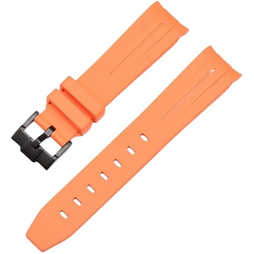 ROUREOX 21mm Gummi Uhrband Ersatzarmband Accessoire für Herren für Rolex Submariner GMT-Master-Orange + Schwarze Schnalle von ROUREOX