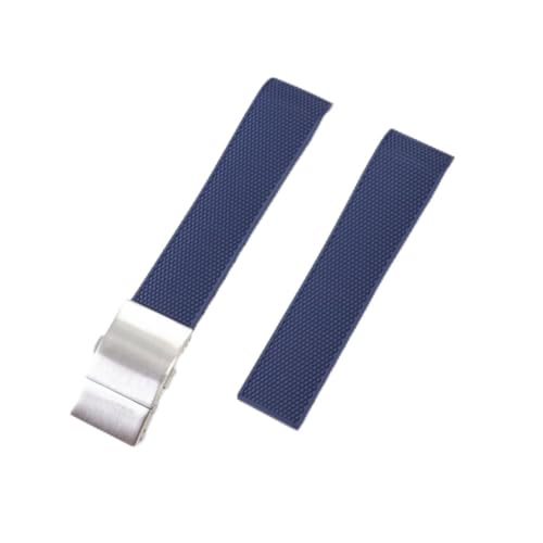 ROUREOX 21mm Umweltfreundliches Silikon Armband Langlebig Uhrenersatz für Longines Conquest-Blaue + Metallverschluss von ROUREOX