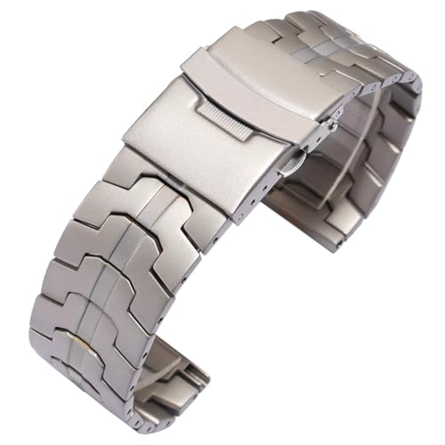 ROUREOX 22MM Herren Metall Ersatz Uhrarmband, Edelstahl Uhrarmband Gerades Ende für Casio Edifice MTP‐1375-Titan + Silber 22MM von ROUREOX