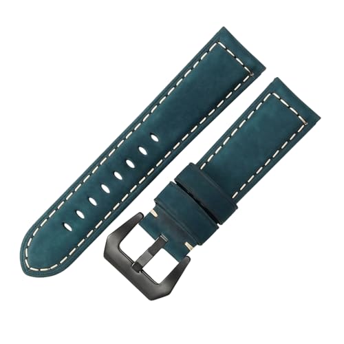ROUREOX 22mm Echtleder-Uhrenband Schnellwechsel-Metallschloss Echtleder-Ersatz-Uhrenarmband für PANERAI PAM111 PAM441-Blau + Schwarz von ROUREOX