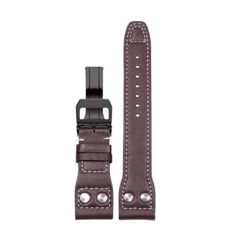 ROUREOX 22mm Handgefertigtes Echtes Leder-Armband Verstellbarer Metallverschluss Ersatz-Lederuhrarmband Reparaturzubehör für IWC Pilot’s-Braun B+Schwarz von ROUREOX
