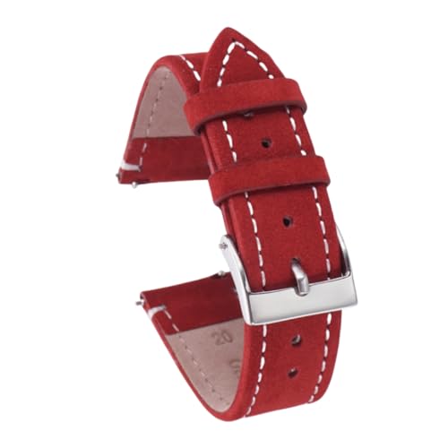 ROUREOX 24mm Echtes Lederarmband Mit Komfortabler Passform Verstellbarer Metallverschluss Reparatur-Lederuhrarmband-Rot + Weiß von ROUREOX