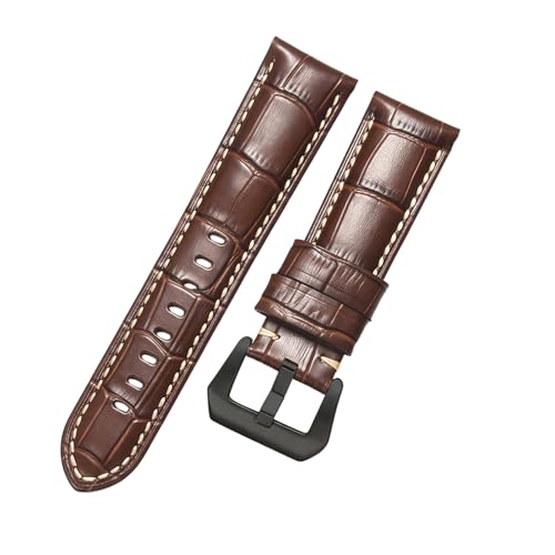 ROUREOX 24mm Echtleder-Uhrenband Schnellwechsel-Metallschloss Echtleder-Ersatz-Uhrenarmband für PANERAI PAM111 PAM441-Braun A+Schwarz von ROUREOX