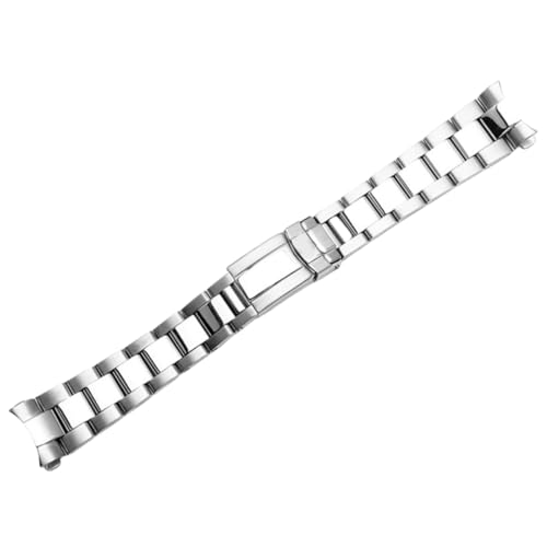ROUREOX 3-Perlen Edelstahl Armband mit gebogenem Ende, Solid Metal Ersatz Armband Zubehör für Rolex Daytona-Silber 20MM von ROUREOX
