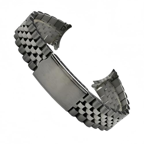 ROUREOX 316L-Edelstahl Uhrenarmband mit Gebogenem Ende, Klassisches Uhrenarmband Faltschließe für Seiko 5 Automatic-Silber 20MM von ROUREOX