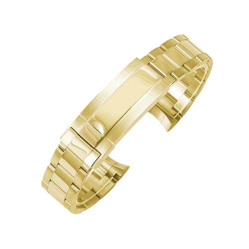 ROUREOX 316L Metall Uhrenarmband Klassisch Edelstahl Verstellbarer Schließverschluss Ersatz Armband der Uhr für Rolex Cosmograph Daytona-Glänzendes Gold 20mm von ROUREOX