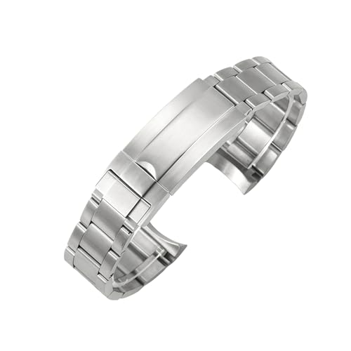ROUREOX 316L Metall Uhrenarmband Klassisch Edelstahl Verstellbarer Schließverschluss Ersatz Armband der Uhr für Rolex Submariner Collection-Mattes Silber 21mm von ROUREOX