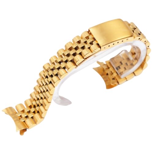 ROUREOX 5-Perlen 316L-Edelstahl Uhrenarmband mit Gebogenem Ende, Ersatzketten für Herren & Damenuhren für Rolex Datejust-Gold 13MM von ROUREOX