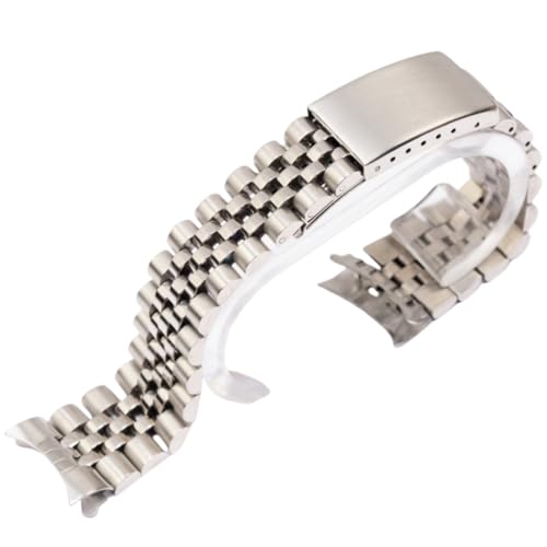 ROUREOX 5-Perlen 316L-Edelstahl Uhrenarmband mit Gebogenem Ende, Ersatzketten für Herren & Damenuhren für Rolex Datejust-Silber 19MM von ROUREOX