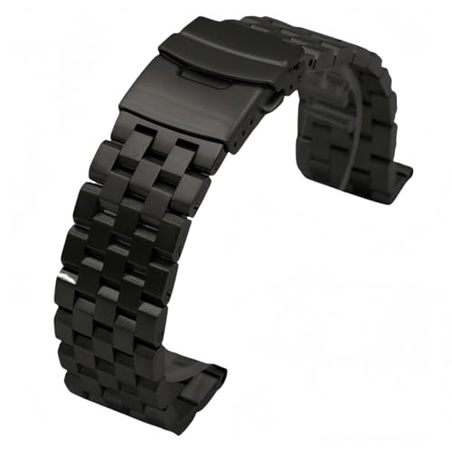 ROUREOX 5-Perlen Ersatzarmband, Bürsteter 316-Edelstahl Uhrenkette-Schwarz 26MM von ROUREOX