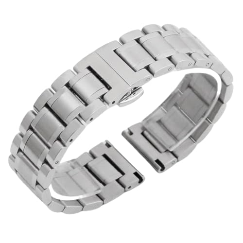 ROUREOX Ausdehnbares Edelstahl Armband, Armband mit Geraden und Gebogenen Enden für Longines Master Collection-Silber 15MM von ROUREOX