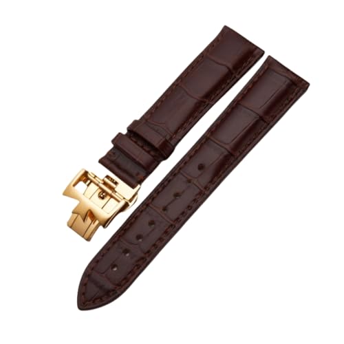 ROUREOX Echtes Leder Uhrarmband Verstellbarer Schmetterlingsverschluss Weiches Leder Armband Reparaturzubehör für VACHERON CONSTANTIN METIERS D'ART FIFTYSIX Series-Braun + Gold 24mm von ROUREOX