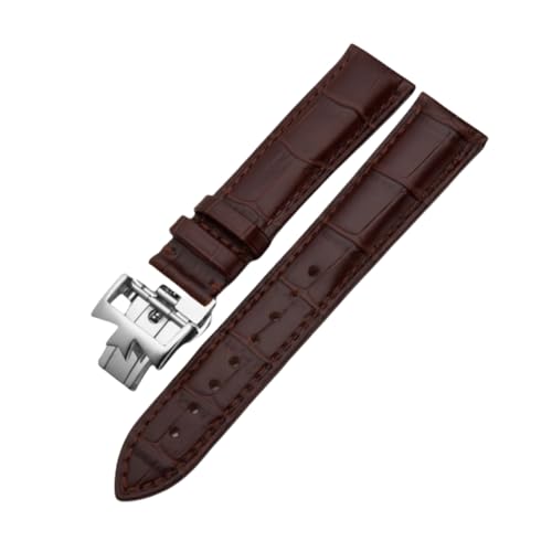 ROUREOX Echtes Leder Uhrarmband Verstellbarer Schmetterlingsverschluss Weiches Leder Armband Reparaturzubehör für VACHERON CONSTANTIN METIERS D'ART FIFTYSIX Series-Braun + Silber 24mm von ROUREOX