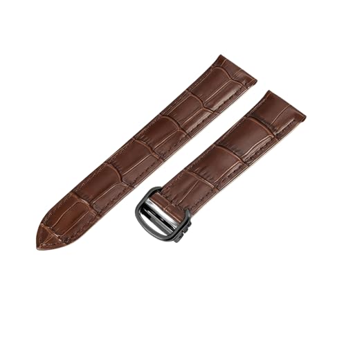 ROUREOX Echtes Leder Uhrenarmband Edelstahlschloss Männer-Ersatzlederarmband für Cartier Tank Collection-Braun + Schwarz 18mm von ROUREOX