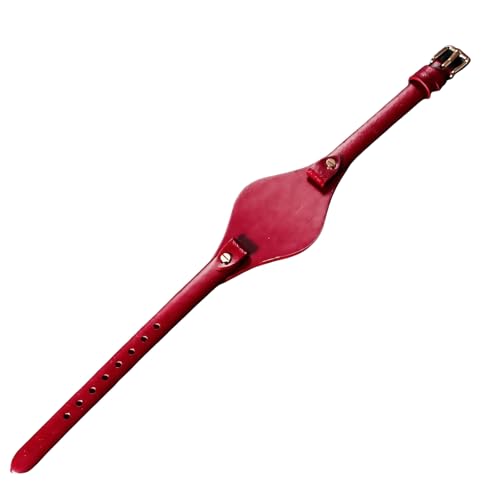 ROUREOX Echtleder-Ersatz-Uhrenarmband Edelstahl-Schloss Verstellbare Damen-Uhrenband für FOSSIL ES2830 ES3565-Rot + Roségold von ROUREOX