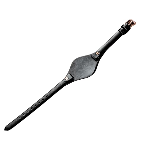 ROUREOX Echtleder-Ersatz-Uhrenarmband Edelstahl-Schloss Verstellbare Damen-Uhrenband für FOSSIL ES2830 ES3565-Schwarz + Roségold von ROUREOX