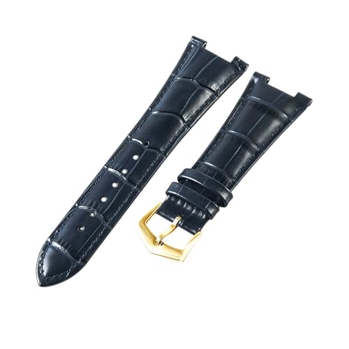 ROUREOX Echtleder-Uhrenband Schnellwechsel-Metall-Pin-Schloss Ersatz-Uhrenarmband Zubehör für PATEK PHHLIPPE Nautilus Collection-Blau + Gold von ROUREOX