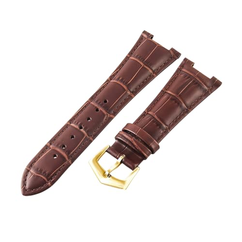 ROUREOX Echtleder-Uhrenband Schnellwechsel-Metall-Pin-Schloss Ersatz-Uhrenarmband Zubehör für PATEK PHHLIPPE Nautilus Collection-Braun + Gold von ROUREOX