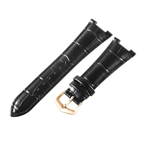 ROUREOX Echtleder-Uhrenband Schnellwechsel-Metall-Pin-Schloss Ersatz-Uhrenarmband Zubehör für PATEK PHHLIPPE Nautilus Collection-Schwarz + Roségold ROUREOX Echtleder-Uhrenband Schnellwechsel-Metall-Pin-Schloss Ersatz-Uhrenarmband Zubehör für PATEK PHHLIPPE Nautilus Collection-Schwarz + Roségold von ROUREOX