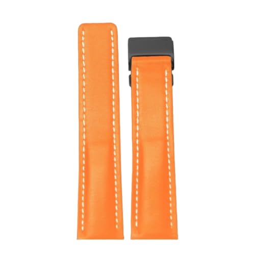 ROUREOX Echtlederarmbänder Ersatzarmbänder Edelstahlverschluss Schnellwechsel für BREITLING Superocean Avenger Blackbird Seawolf-Orange + Schwarz 24mm von ROUREOX