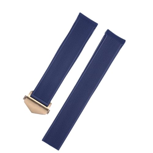 ROUREOX Ersatzkautschukarmband Zubehörteile für Tag Heuer Diver AQUARACER Series-Blaue + Goldschnalle 21mm von ROUREOX