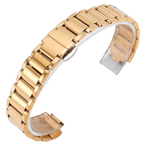 ROUREOX Frauen Metall Ersatz Uhrarmband, 316L Edelstahl Schmetterlingschnalle Uhrarmband für CASIO Sheen SHE-3034-Gold Convex 16 * 10MM von ROUREOX