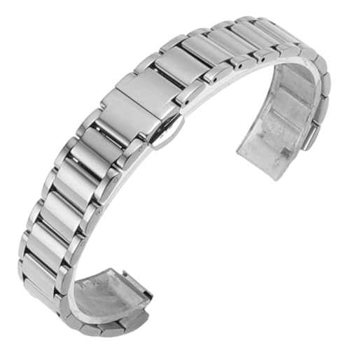 ROUREOX Frauen Metall Ersatz Uhrarmband, 316L Edelstahl Schmetterlingschnalle Uhrarmband für CASIO Sheen SHE-3034-Silber Convex 16 * 10MM von ROUREOX