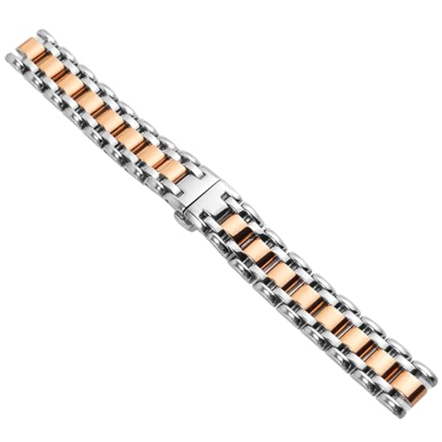 ROUREOX Frauen Metall Ersatz Uhrarmband, Edelstahl Schmetterlingschnalle Uhrarmband für Longines PrimaLuna L8 Collection-Silber Rose Gold 16MM von ROUREOX