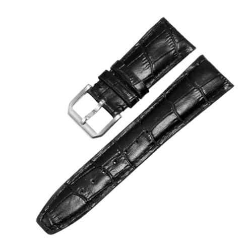 ROUREOX Handgefertigtes Echtleder-Uhrenarmband Mit Verstellbarem Metallverschluss Weiches Leder-Uhrenarmband Reparaturzubehör für IWC Portugieser Chronograph-Schwarz B 21mm von ROUREOX