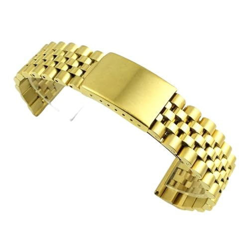 ROUREOX Herren 316L Edelstahl Armband, Metall Gerades Ende, Ersatz Uhr Zubehör für Rolex Datejust-Gold 20MM von ROUREOX