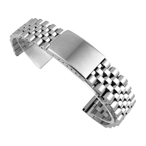 ROUREOX Herren 316L Edelstahl Armband, Metall Gerades Ende, Ersatz Uhr Zubehör für Rolex Datejust-Silber 18MM von ROUREOX