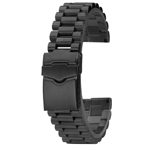 ROUREOX Herren 316L Edelstahl Ersatz Uhrarmband, Gerades Ende Solid Metal Uhrarmband für Tag Heuer Monaco/fürmula 1/Carrera/Aquaracer-Schwarz 22MM von ROUREOX