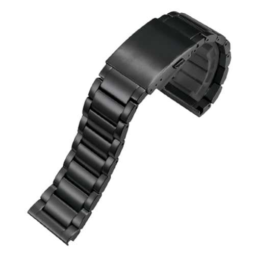 ROUREOX Herren Edelstahl Ersatz Uhrarmband, Metall Gerades Ende, Uhrreparaturzubehör für Sevenfriday/Aigle/Citizen-3-Perlen Schwarz 22MM von ROUREOX