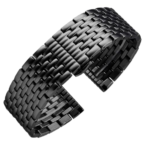 ROUREOX Herren Edelstahl Ersatz Uhrarmband, Metall Uhrarmband Gerades Ende für Armani Aviator AR11238/AR11239/AR60024/AR60008/AR1981-Schwarz 22MM von ROUREOX