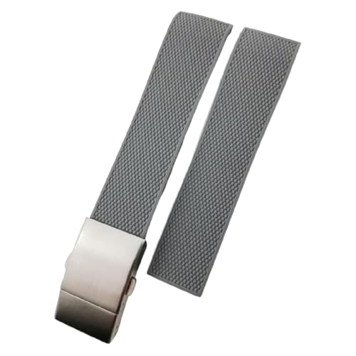 ROUREOX Kautschuk-Silikon-Armband Wasserfestes Uhrarmband für Longines Conquest-Grau 19mm von ROUREOX