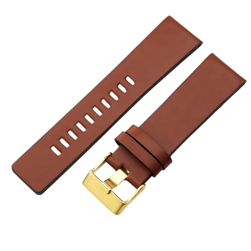 ROUREOX Leder Uhrenarmbänder 24mm Quadratischer Schwanz Quick-Release Vintage Ersatzuhrenarmband für Diesel DZ1405 4323-Hellbraun + Gold von ROUREOX
