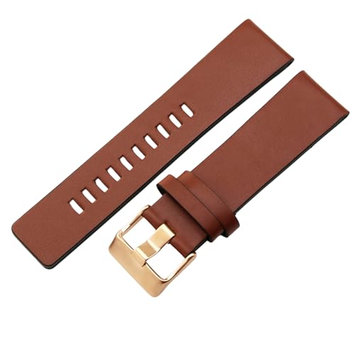 ROUREOX Leder Uhrenarmbänder 24mm Quadratischer Schwanz Quick-Release Vintage Ersatzuhrenarmband für Diesel DZ1405 4323-Hellbraun + Roségold von ROUREOX