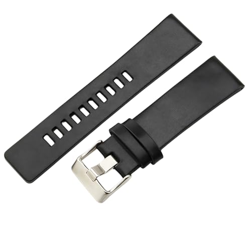 ROUREOX Leder Uhrenarmbänder 24mm Quadratischer Schwanz Quick-Release Vintage Ersatzuhrenarmband für Diesel DZ1405 4323-Schwarz + Silber von ROUREOX