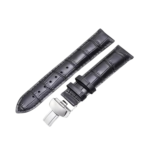 ROUREOX Lederarmbänder Echtlederarmbänder Schnellwechsel Weich Ersatzarmband für Tissot Couturier-Schwarz + Silber 19mm von ROUREOX