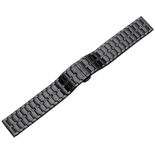 ROUREOX Metall Ersatz Uhrarmband Gerades Ende, 316L Edelstahl Einsatz Uhrarmband für Tissot/Longines/Omega/Casio/Fiyta-Schwarz 20MM von ROUREOX
