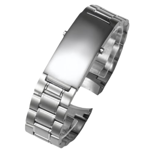 ROUREOX Metallarmband mit Bogenförmiger Schnittstelle, Bürsteter Stahl Uhrenarmband Faltschließe für Omega Speedmaster-Silber 5-Perlen 22MM von ROUREOX