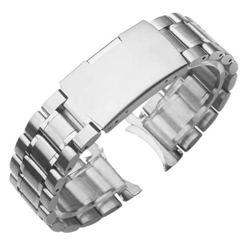 ROUREOX Metalluhrarmband Gewölbtes Ende, 316L Edelstahl Einsatzarmbandband, Ersatzteil für Citizen-Silber 18MM von ROUREOX