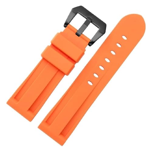 ROUREOX Quick Release Armband, Flexibles & Wasserdichtes Silikon Ersatzband für Panerai-Orange + Schwarzr Knopf 24mm von ROUREOX