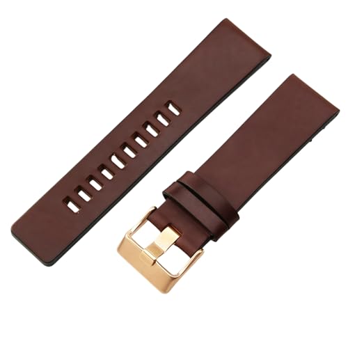 ROUREOX Quick-Release Retro-Leder Uhrenarmband Vintage Pull-Up-Leder Uhrenarmband 34mm für Diesel DZ1405 4323-Kaffee + Roségold von ROUREOX