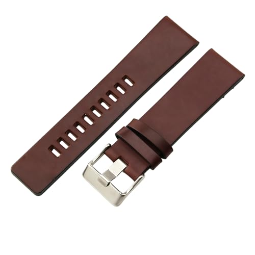 ROUREOX Quick-Release Retro-Leder Uhrenarmband Vintage Pull-Up-Leder Uhrenarmband 34mm für Diesel DZ1405 4323-Kaffee + Silber von ROUREOX