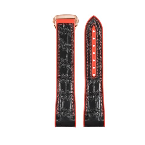ROUREOX Schnellfreigabe-Leder-Uhrenarmband Verstellbare Leder-Uhrenarmbänder Ersatzarmband für Omega Seamaster Diver 300M Planet Ocean 600M-Rot + Schwarz + Rosa 22mm von ROUREOX