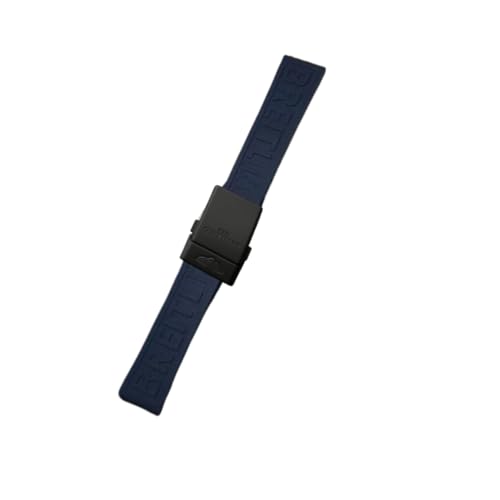 ROUREOX Silikon Armband mit Metallschnalle, Wasserdichtes Ersatzarmband für Uhren für Breitling Avenger Blackbird-Dunkelblau + Schwarz Schnalle + Matt 24mm von ROUREOX