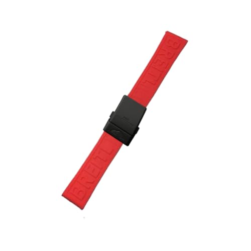 ROUREOX Silikon Armband mit Metallschnalle, Wasserdichtes Ersatzarmband für Uhren für Breitling Avenger Blackbird-Rot + Schwarz Schnalle + Matt 22mm von ROUREOX